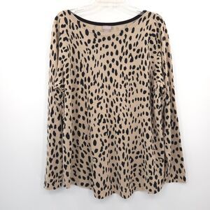 Chico's animal print pull over sweater Size 3‎ (XL) tan black tight knit leopard